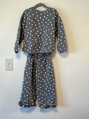 Zara Gray Pajama Set with White Polka Dots